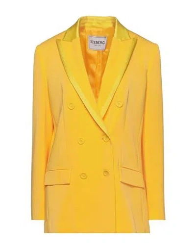 Iceberg Woman Blazer Yellow Size 6 Viscose, Elastane, Acetate