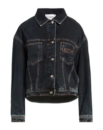 Iceberg Woman Denim Outerwear Blue Size 6 Cotton In Multi