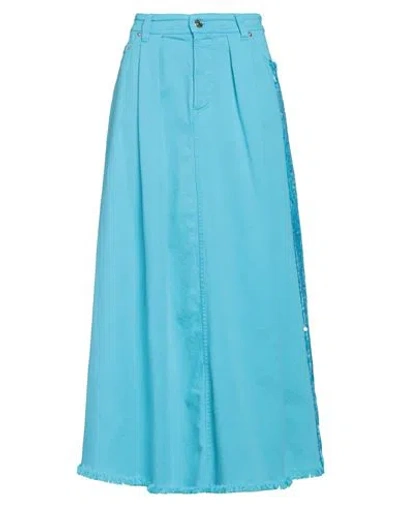 Iceberg Woman Maxi Skirt Azure Size 4 Cotton, Elastane In Blue