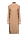 Iceberg Woman Midi Dress Camel Size M Virgin Wool, Viscose, Polyester In Beige