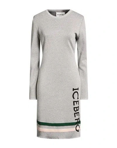Iceberg Woman Midi Dress Grey Size M Viscose, Polyester, Wool, Polyamide In Gray