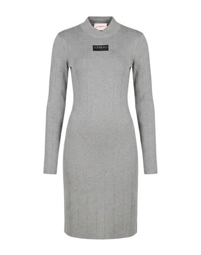 Iceberg Woman Midi Dress Light Grey Size Xs Viscose, Polyurethane In Gray