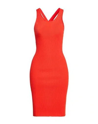 Iceberg Woman Midi Dress Tomato Red Size L Viscose, Polyamide, Elastane