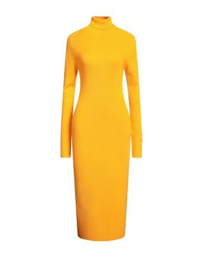 Iceberg Woman Midi Dress Yellow Size Xl Virgin Wool