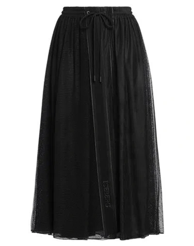 Iceberg Woman Midi Skirt Black Size 4 Polyester, Polyamide In Black