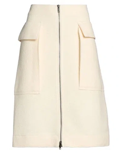 Iceberg Woman Midi Skirt Cream Size 6 Virgin Wool In White