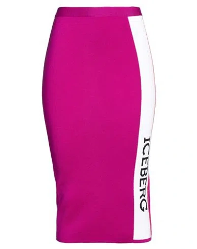 Iceberg Woman Midi Skirt Mauve Size S Virgin Wool In Pink