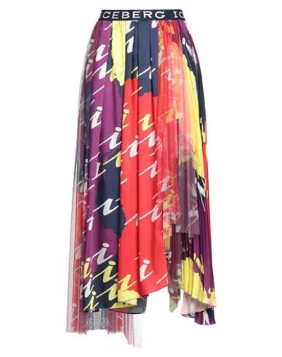 Iceberg Woman Midi Skirt Purple Size 4 Polyester