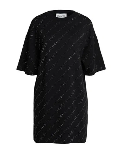 Iceberg Woman Mini Dress Black Size M Cotton, Glass