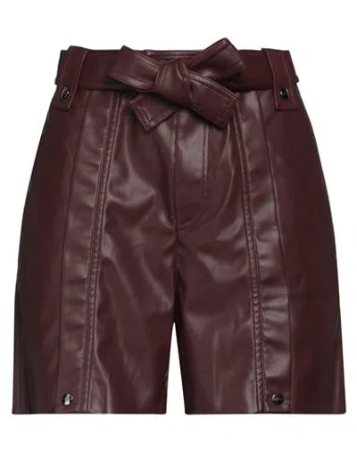 Iceberg Woman Shorts & Bermuda Shorts Burgundy Size 8 Polyester, Polyurethane Coated