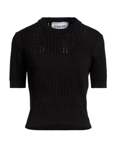 Iceberg Woman Sweater Black Size M Cotton, Polyacrylic In Multi
