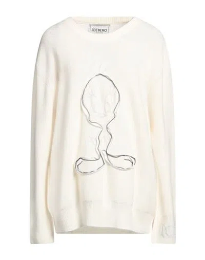 Iceberg Woman Sweater Cream Size M Virgin Wool, Viscose In White
