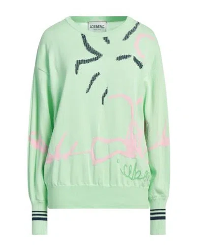 Iceberg Woman Sweater Light Green Size L Cotton
