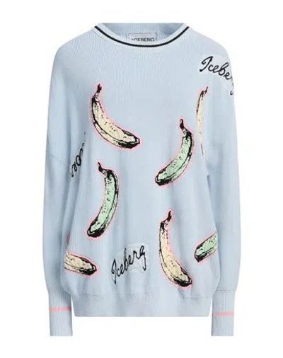Iceberg Woman Sweater Sky Blue Size L Cotton, Polyamide
