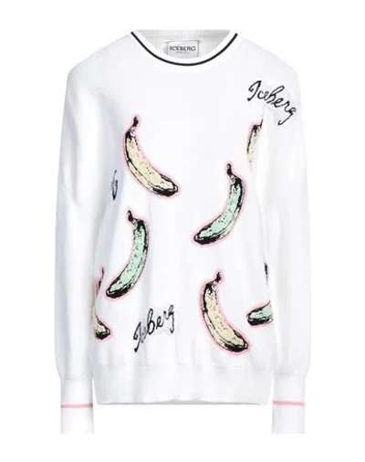 Iceberg Woman Sweater White Size L Cotton, Polyamide