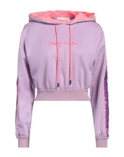 Iceberg Woman Sweatshirt Lilac Size 4 Polyester, Cotton In Purple