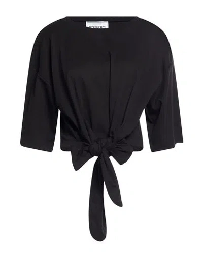 Iceberg Woman T-shirt Black Size M Cotton In Blue