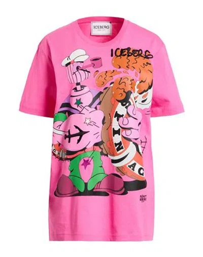Iceberg Woman T-shirt Fuchsia Size M Cotton In Pink