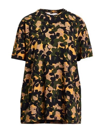 Iceberg Woman T-shirt Military Green Size L Cotton, Elastane In Animal Print