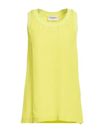 Iceberg Woman Top Lime Green Size 4 Acetate, Silk, Cotton In Yellow