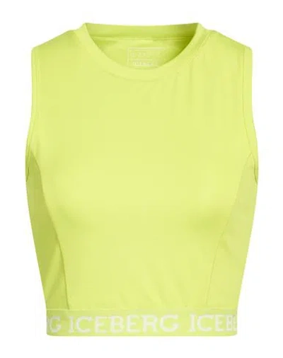 Iceberg Woman Top Lime Green Size S Polyester, Elastane