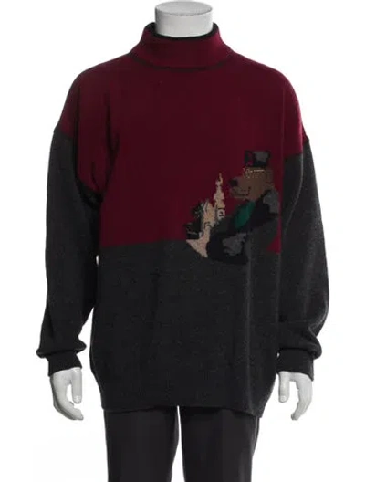 Pre-owned Iceberg Wool Colorblock Pattern Pullover In Red