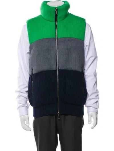 Pre-owned Iceberg Wool Colorblock Pattern Vest W/ Tags In Blue