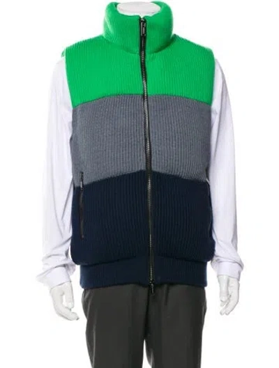 Pre-owned Iceberg Wool Colorblock Pattern Vest W/ Tags In Green