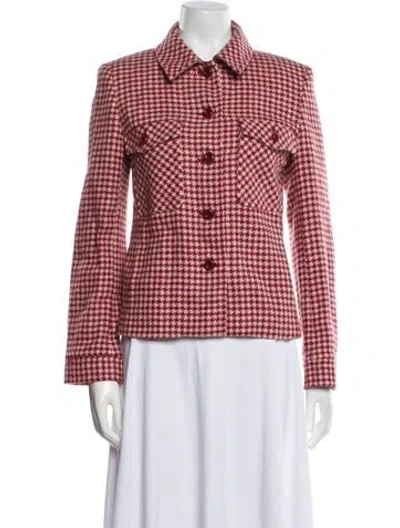 Pre-owned Iceberg Wool Plaid Print Blazer In Red