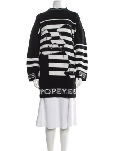 Pre-owned Iceberg Wool Striped Sweater W/ Tags In Black