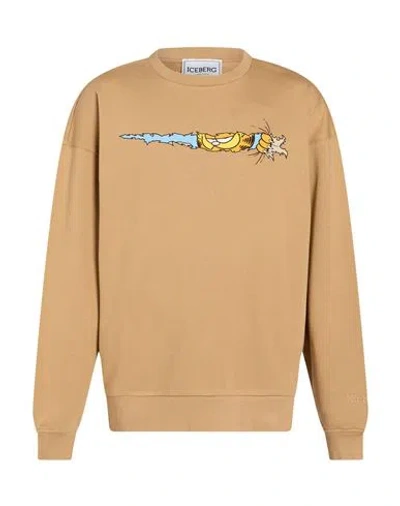 Iceberg X Garfield Man Sweatshirt Camel Size Xl Cotton, Polyester In Brown