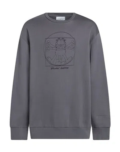 Iceberg X Garfield Man Sweatshirt Charcoal Size Xxl Cotton In Gray