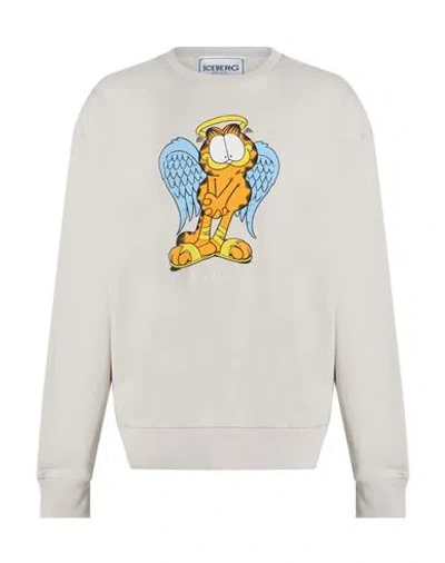 Iceberg X Garfield Man Sweatshirt Light Grey Size Xxl Cotton, Polyester In White