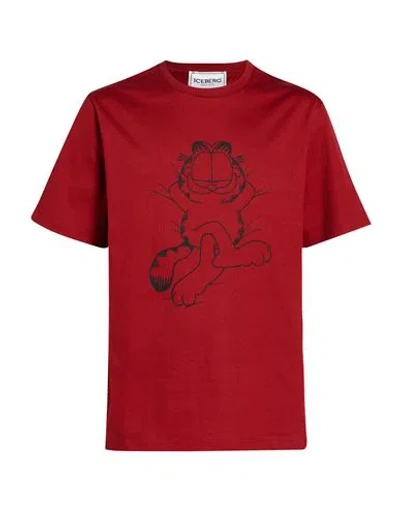 Iceberg X Garfield Man T-shirt Brick Size Xxl Cotton In Red