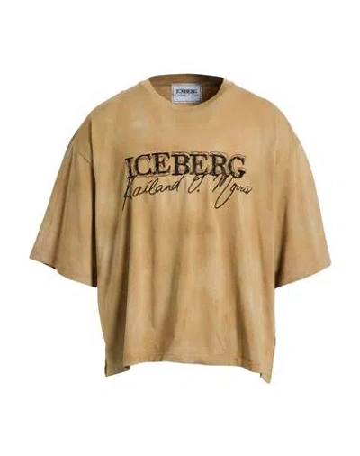 Iceberg X Kailand O. Morris Man T-shirt Camel Size Xxl Cotton In Brown