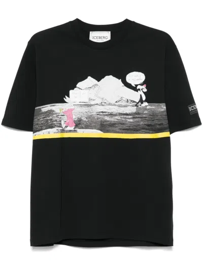 Iceberg X Looney Tunes Jersey T-shirt In Black