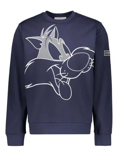 Iceberg X Looney Tunes Sylvester-print Sweatshirt In Blue