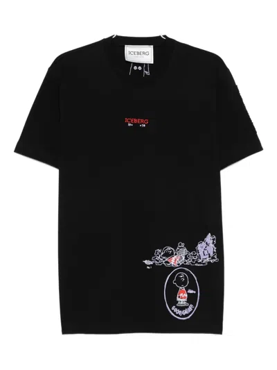 Iceberg X Peanuts Crew-neck T-shirt In Black