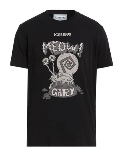 Iceberg X Spongebob T-shirt Jersey Man T-shirt Black Size Xl Cotton, Elastane