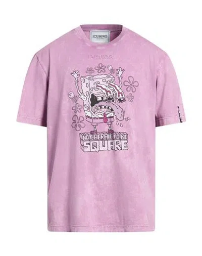 Iceberg X Spongebob T-shirt Jersey Man T-shirt Mauve Size Xl Cotton In Purple