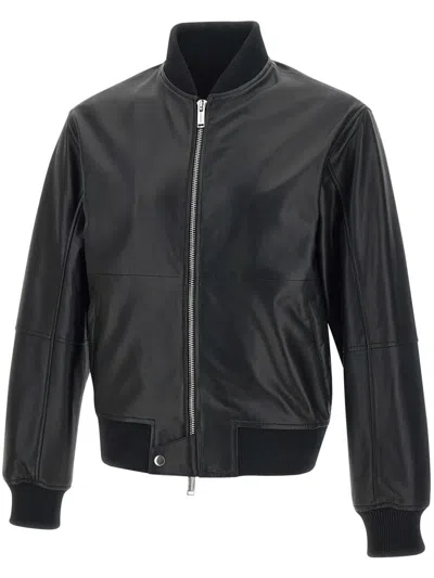 Iceberg Zip-front Leather Jacket In Black