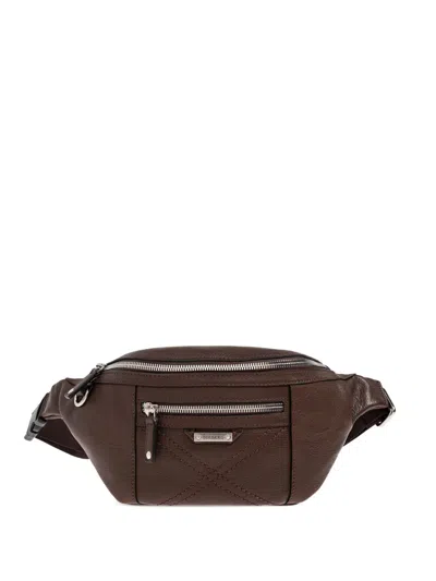 Iceberg Zip Leather Belt Bag In Brown