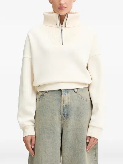 Iceberg Zip Turtleneck Sweatshirt In White