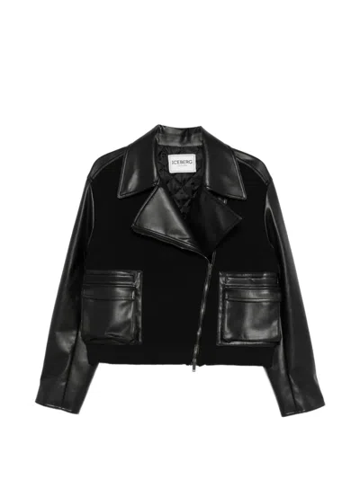 Iceberg Zip-up Biker Jacket In Black