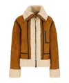 Iceberg Zippered Stripe Leather Jacket In Brown