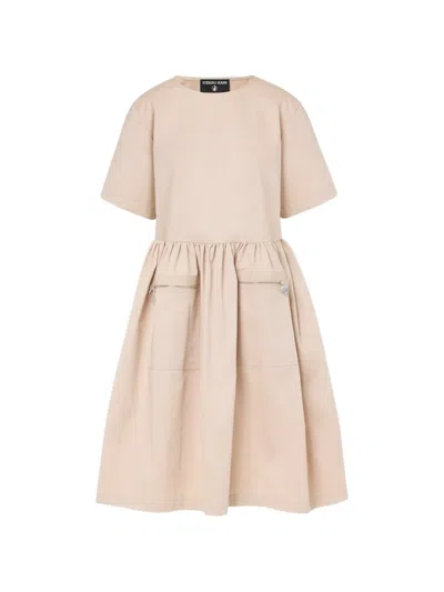 Iceberg Zip-pocket Gathered Midi Dress In Brown