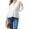 Icebird Long Sleeve V Neck Blouse In White
