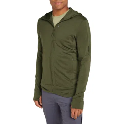 Icebreaker 260 Quantum Merino Wool Hooded Jacket In Green