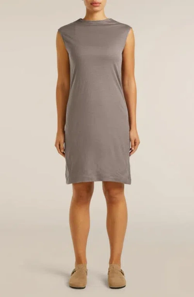 Icebreaker Granary Cap Sleeve Merino Wool T-shirt Dress In Gray
