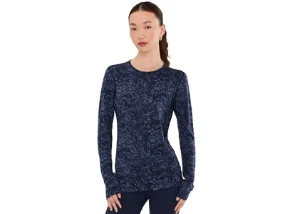 Icebreaker Merino 200 Oasis Long Sleeve Crewe Moss Bloom Women's Clothing Midnight Navy/dawn: Lg, Wool In Blue